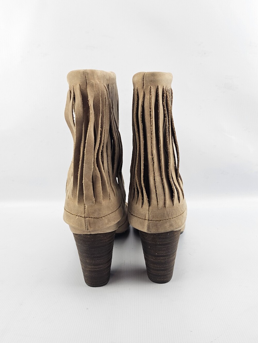 Børn Banbury Fringe Moc Heeled Boots Tan Women's Size 10 - Picture 4 of 8